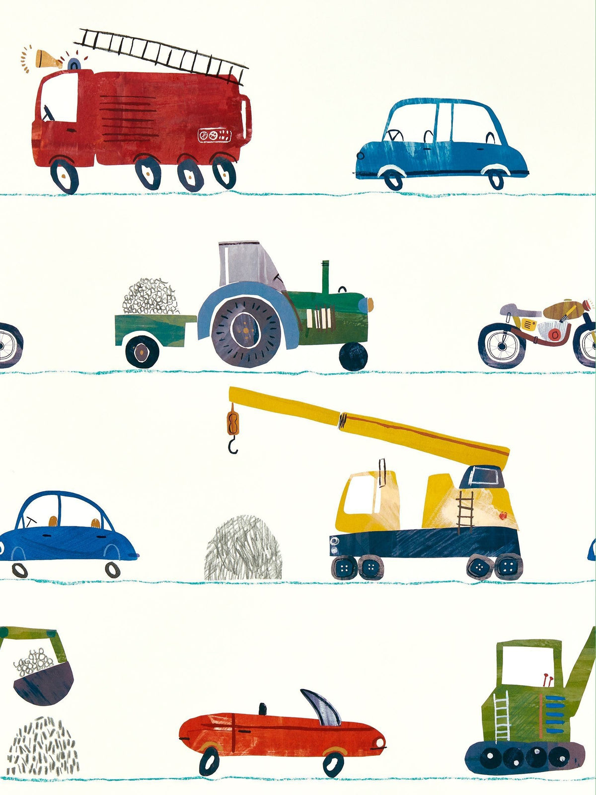 Harlequin Blue Just Keep Trucking children's wallpaper (British brand)