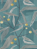 Harlequin Teal Entity wallpaper sample with angular geo-floral design (British brand)