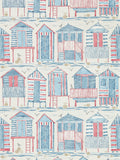Sanderson Home blue beach huts wallpaper sample - British product