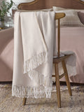 Natural herringbone throw blanket 130x150cm, imported from the UK