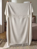 Natural herringbone throw blanket 130x150cm, imported from the UK