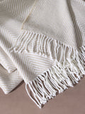 Natural herringbone throw blanket 130x150cm, imported from the UK