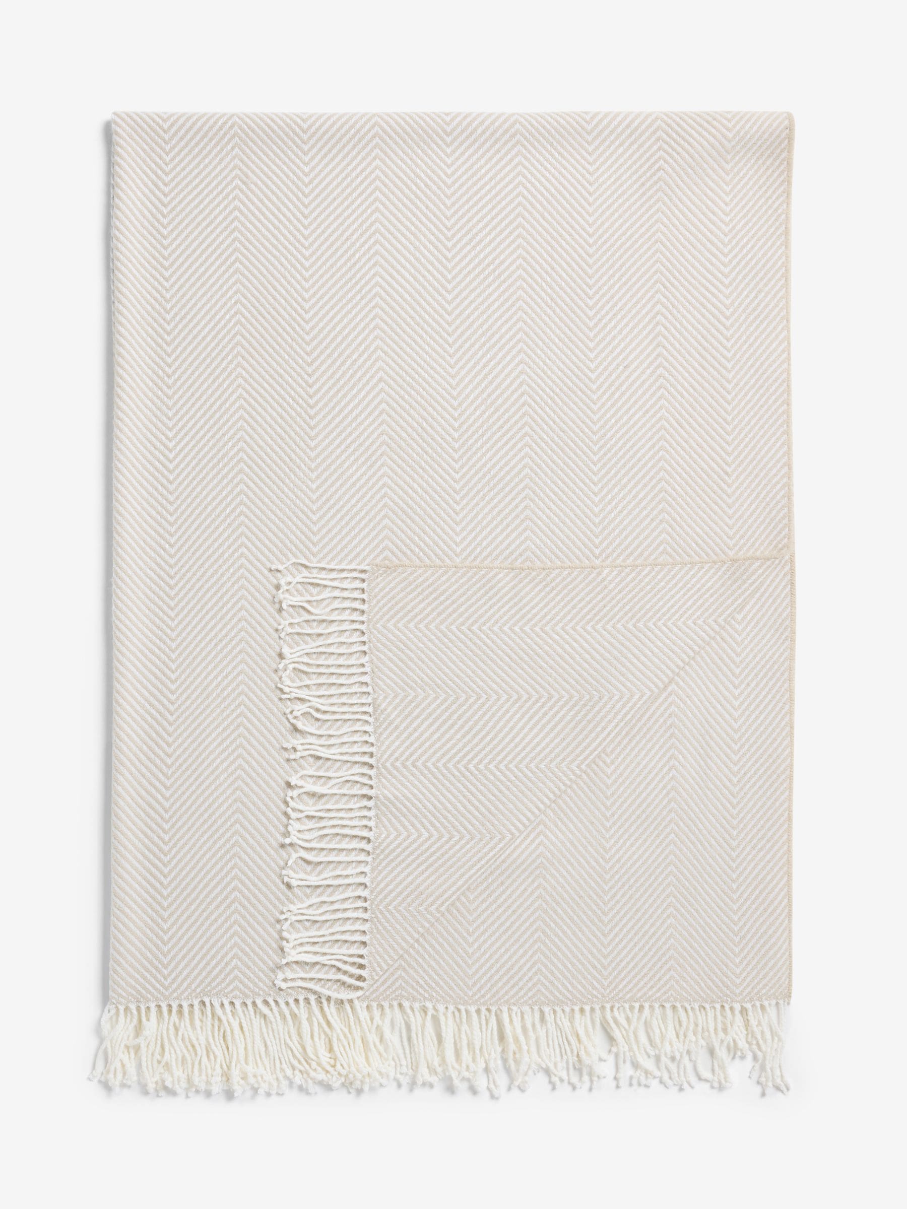Natural herringbone throw blanket 130x150cm, imported from the UK