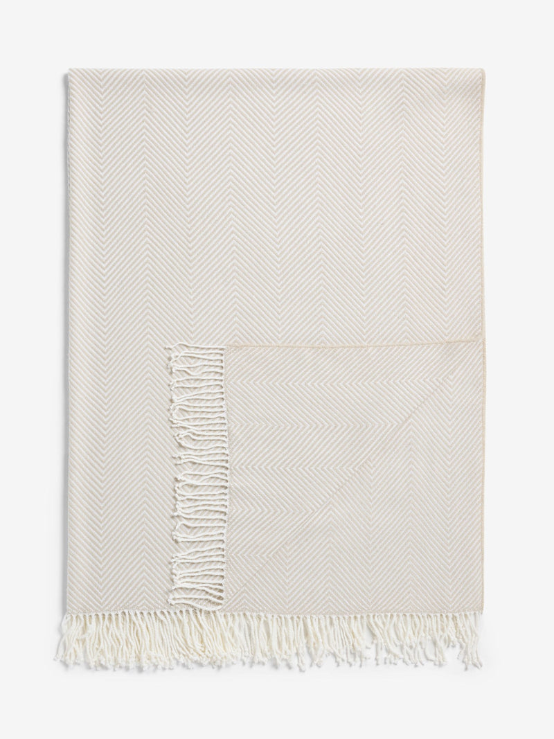 Natural herringbone throw blanket 130x150cm, imported from the UK