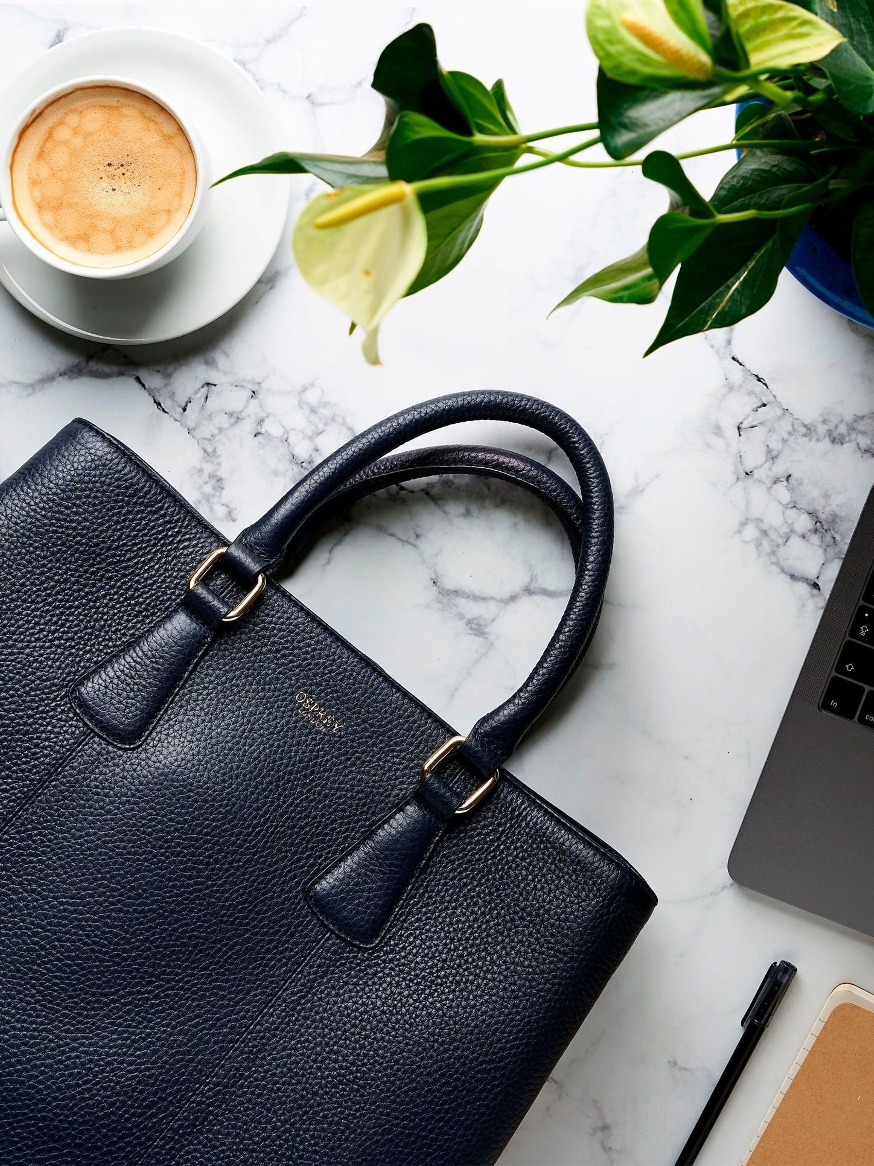 Osprey London Navy Adaline Leather Work Bag - British product