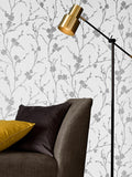 Graham & Brown Silver Meiying Floral 10M Wallpaper