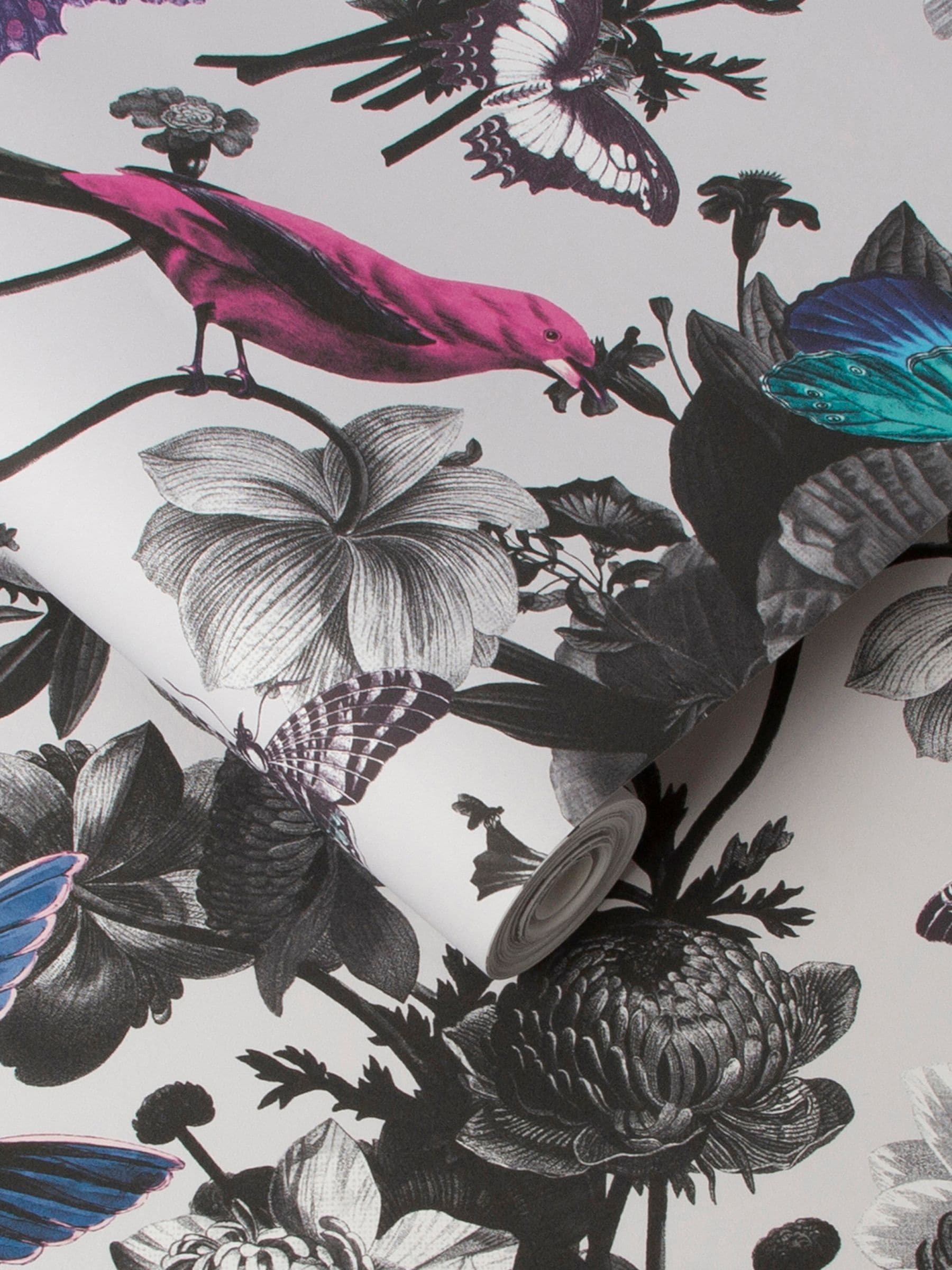 Graham & Brown ورق حائط رمادي Jardin floral بطول 10 أمتار - منتج بريطاني
