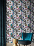 Graham & Brown ورق حائط رمادي Jardin floral بطول 10 أمتار - منتج بريطاني