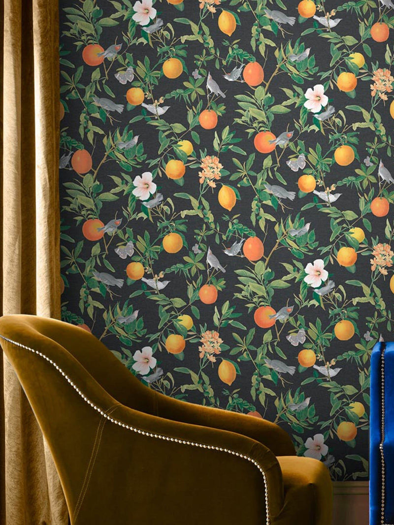 Graham & Brown Black Amalfi wallpaper sample, imported from the UK