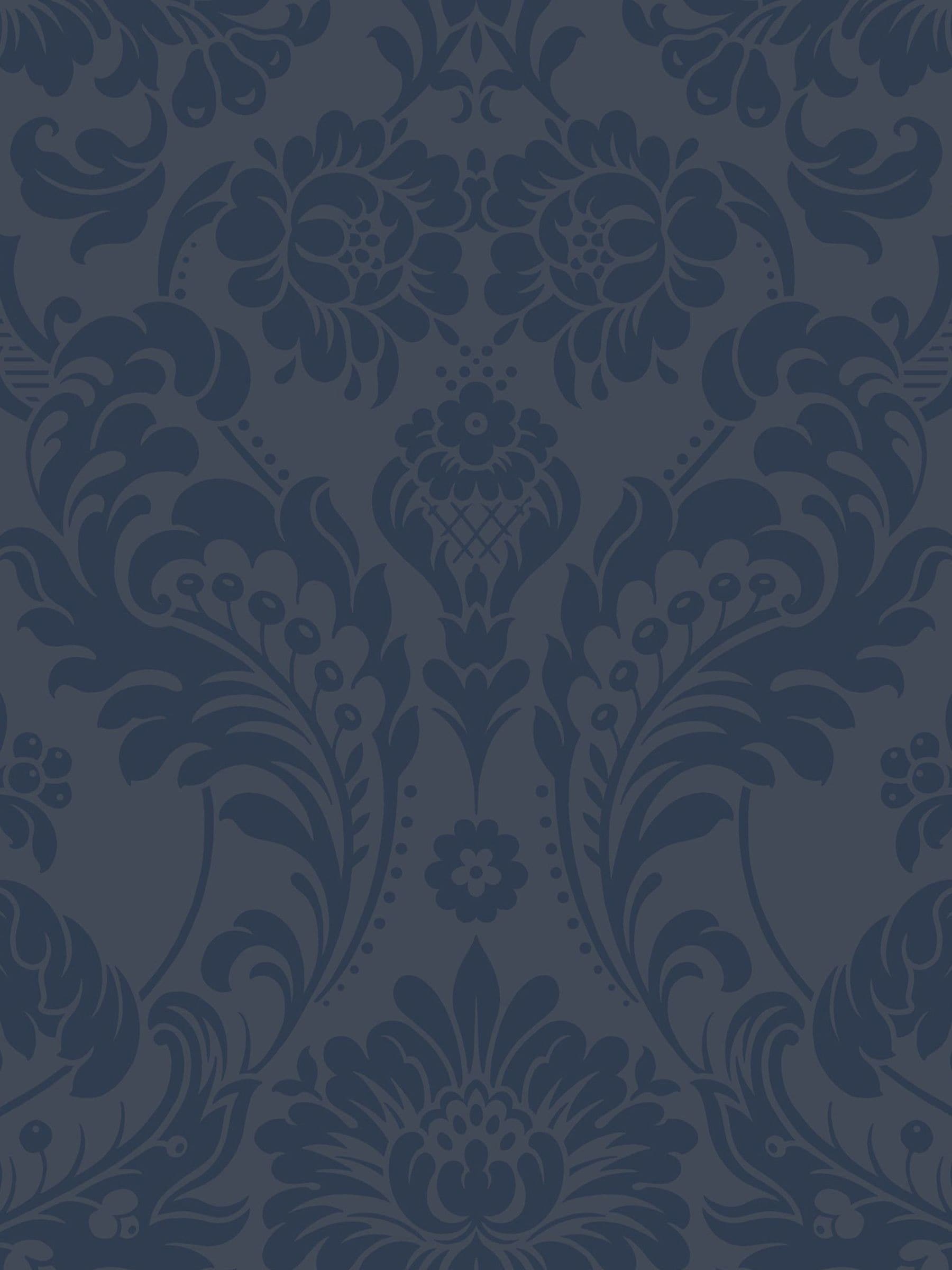 Graham & Brown cobalt blue damask wallpaper sample, British product