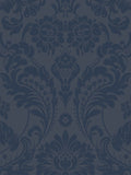 Graham & Brown cobalt blue damask wallpaper sample, British product