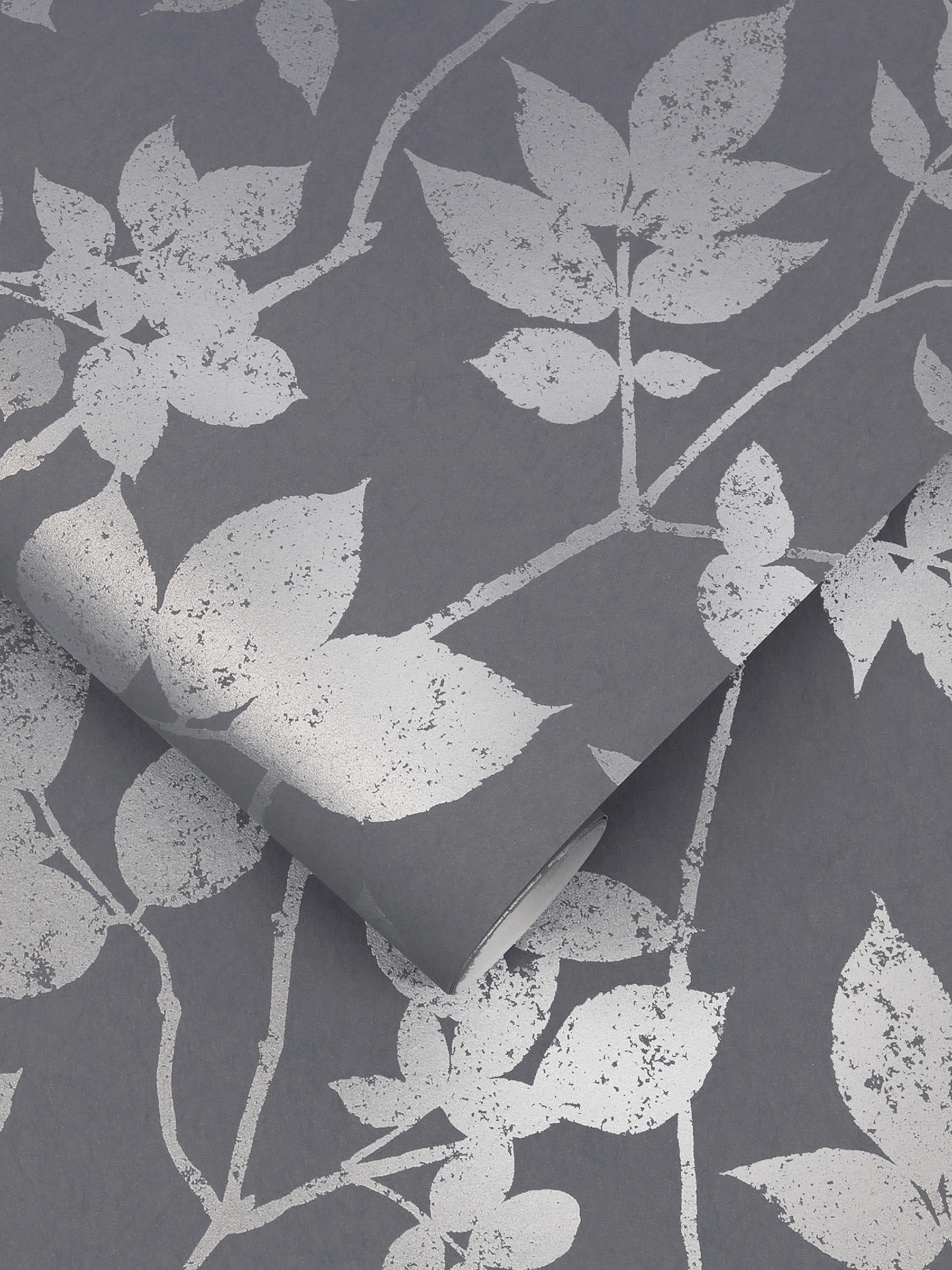 Graham & Brown Luna wallpaper sample in Pepper Grey - British product