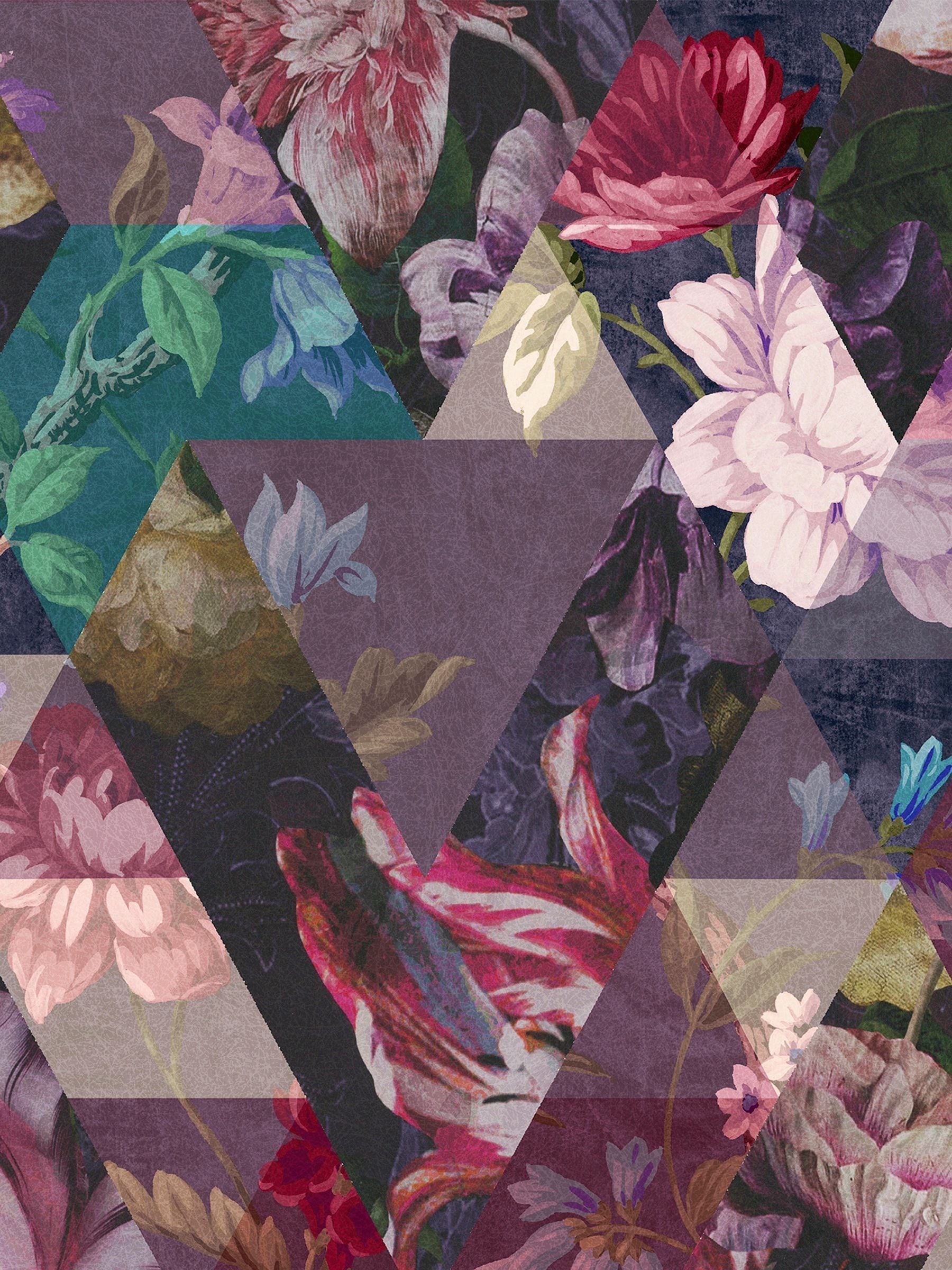 Graham & Brown Amethyst Timepiece floral wallpaper sample, imported from the UK