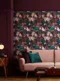 Graham & Brown Amethyst Timepiece floral wallpaper sample, imported from the UK