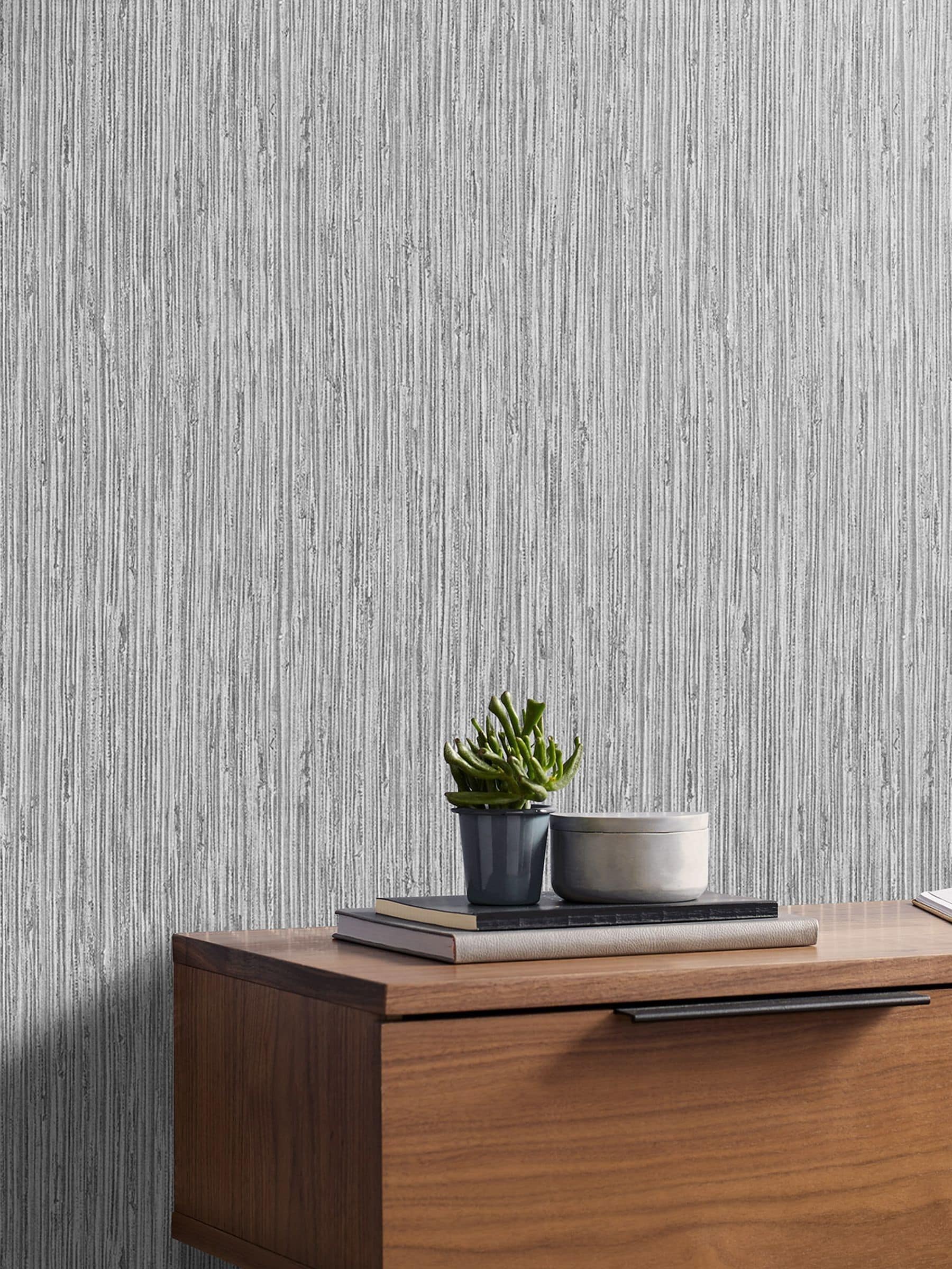 Graham & Brown grey grasscloth wallpaper sample, UK version