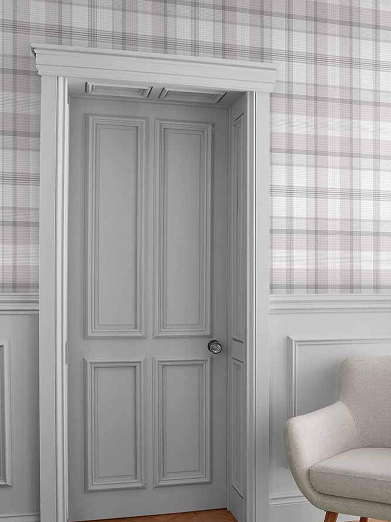 Graham & Brown Grey Heritage Plaid Wallpaper Sample