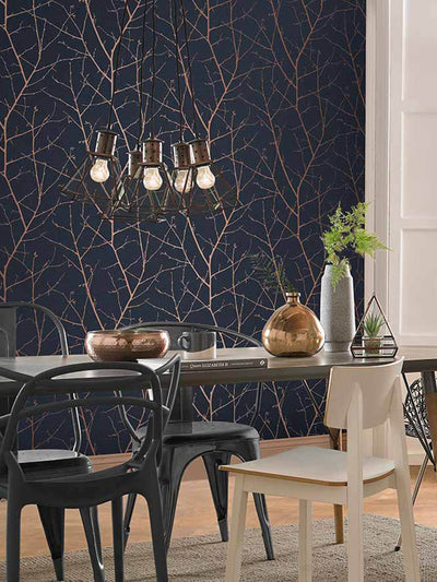Next Graham & Brown Midnight Blue Boreas Wallpaper Sample- Buy online at McGrocer