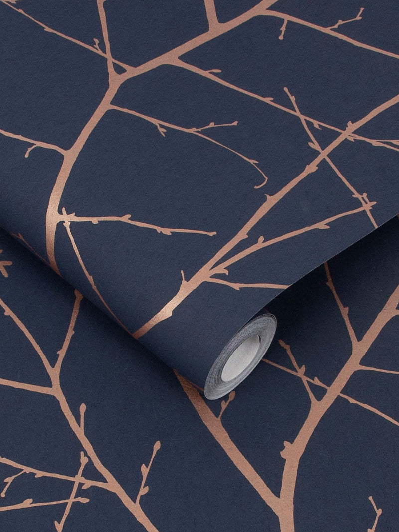 Graham & Brown Boreas wallpaper sample midnight blue, imported from the UK