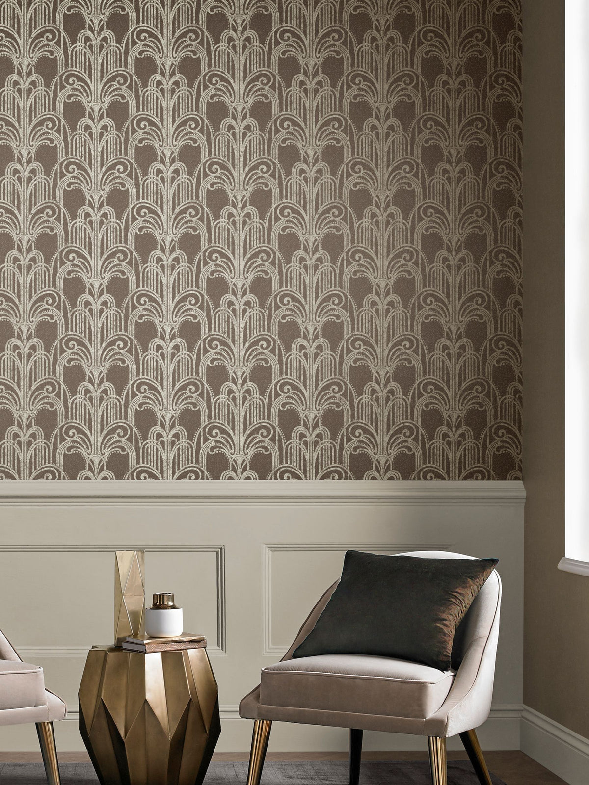 Graham & Brown Gold Art Deco Wallpaper Sample