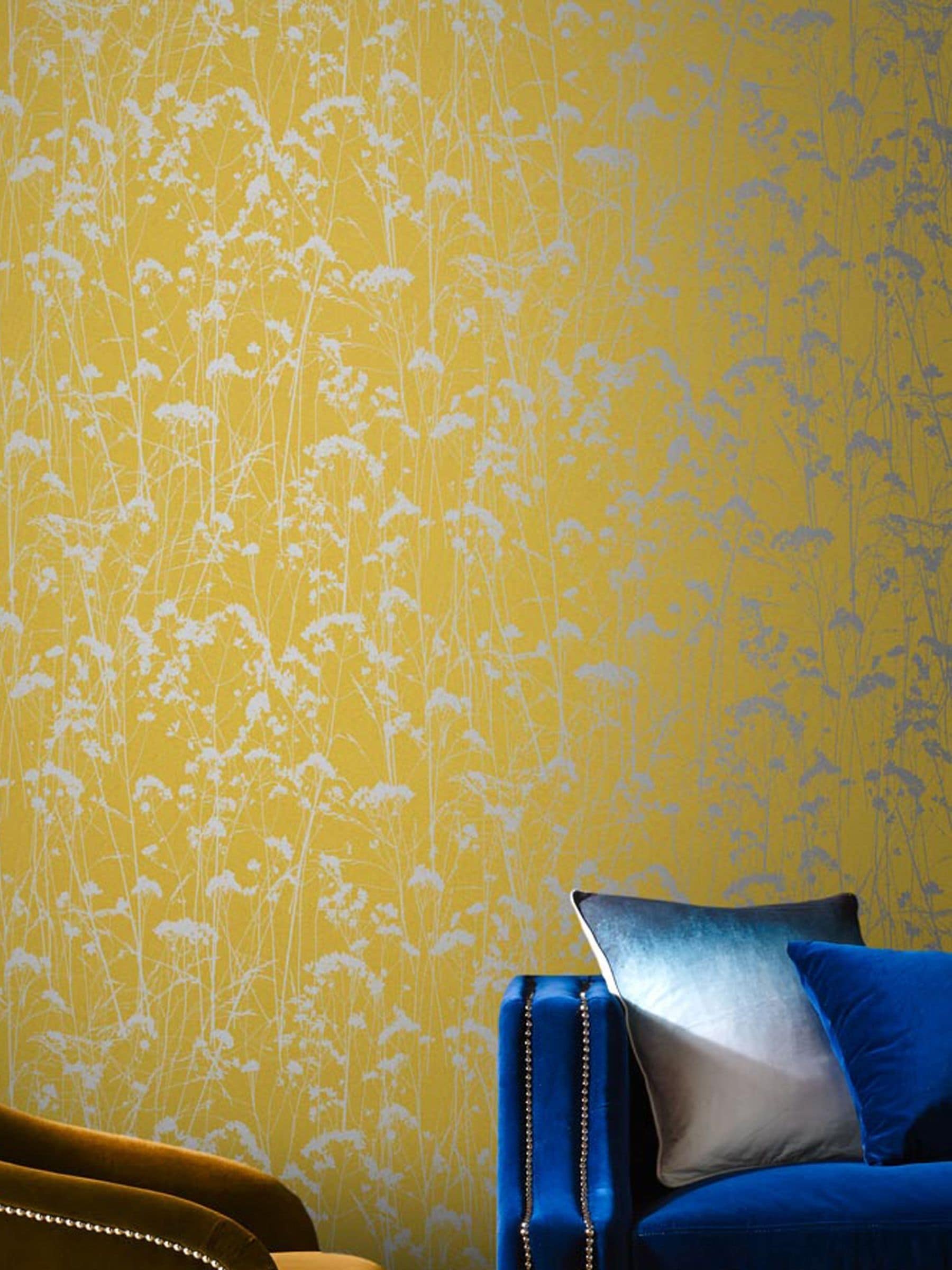 Graham & Brown Summer Yellow Grace Wallpaper, imported from the UK