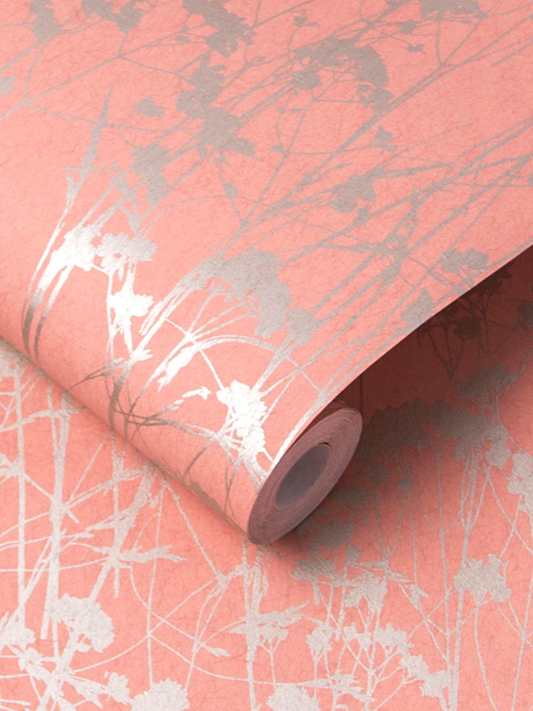 عينة ورق حائط Graham & Brown Coral Pink Grace - منتج بريطاني