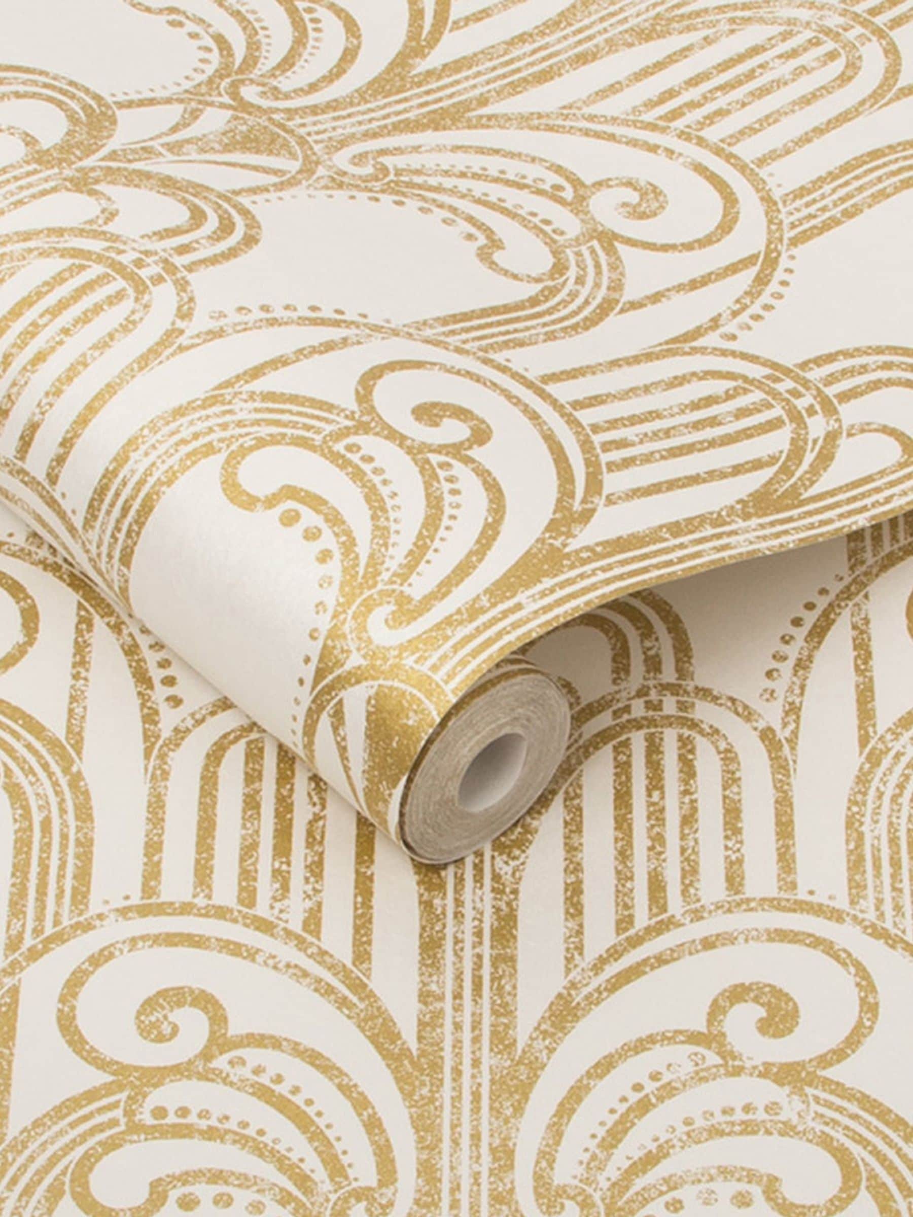 عينة ورق حائط Graham & Brown Black and Gilded Art Deco (علامة تجارية بريطانية)