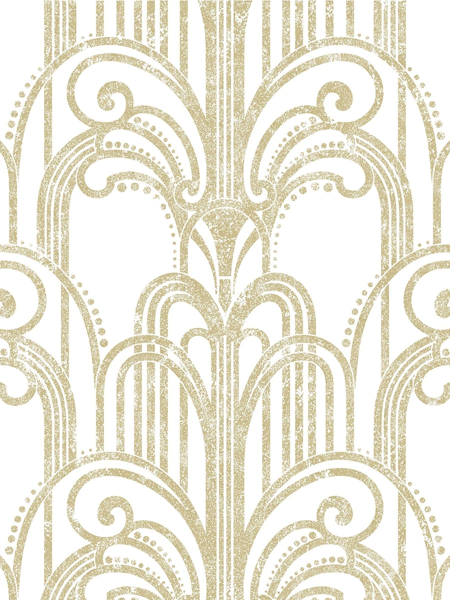 عينة ورق حائط Graham & Brown Black and Gilded Art Deco (علامة تجارية بريطانية)