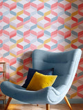 Graham & Brown Aqua Blue Green Retro Wallpaper Sample