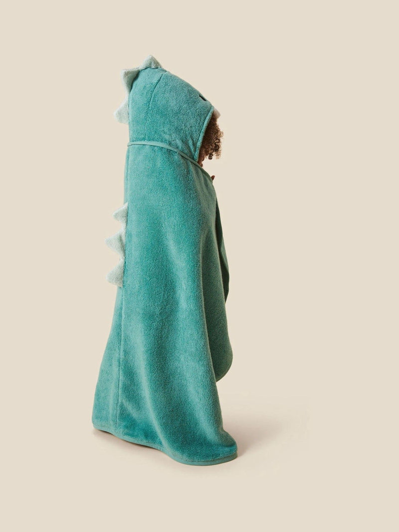 MORI green dino supersoft hooded towel, imported from the UK