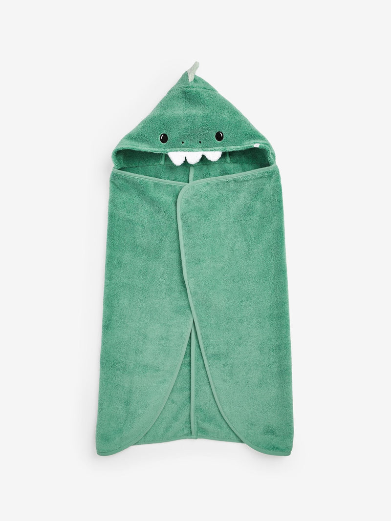 MORI green dino supersoft hooded towel, imported from the UK