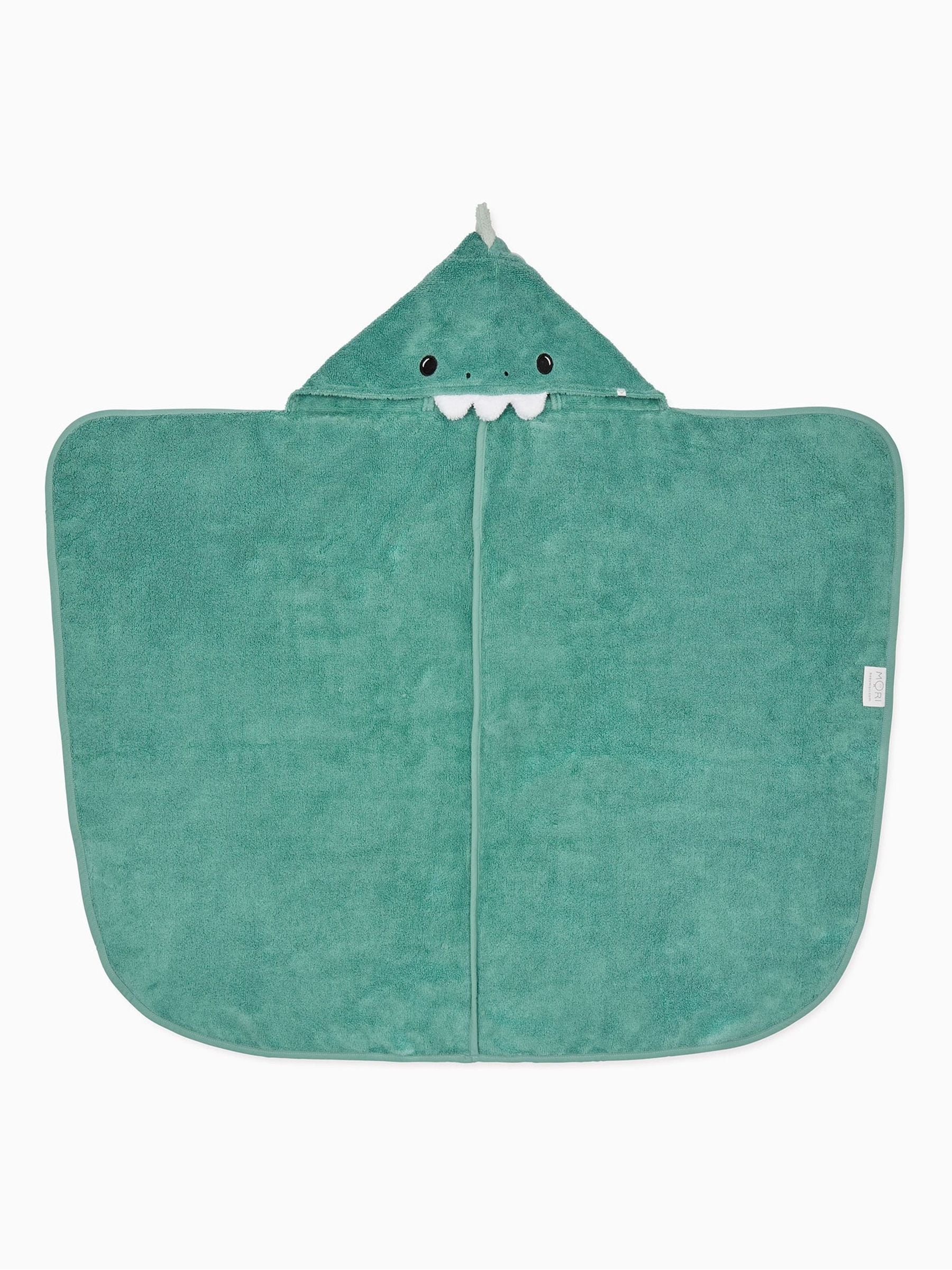 MORI green dino supersoft hooded towel, imported from the UK