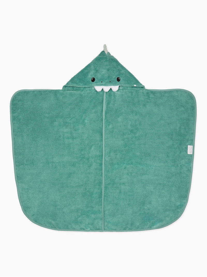 MORI green dino supersoft hooded towel, imported from the UK