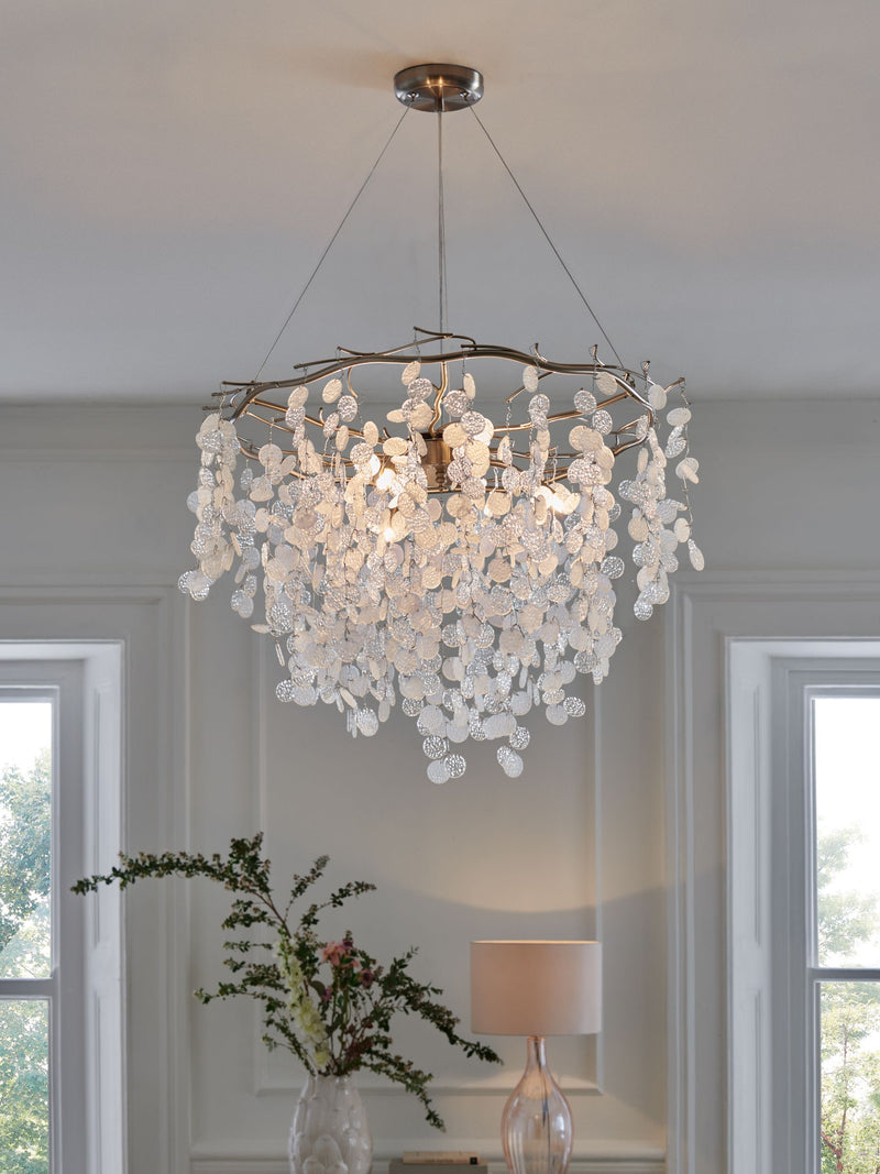 Lunaria 6-light chandelier brushed chrome - British product