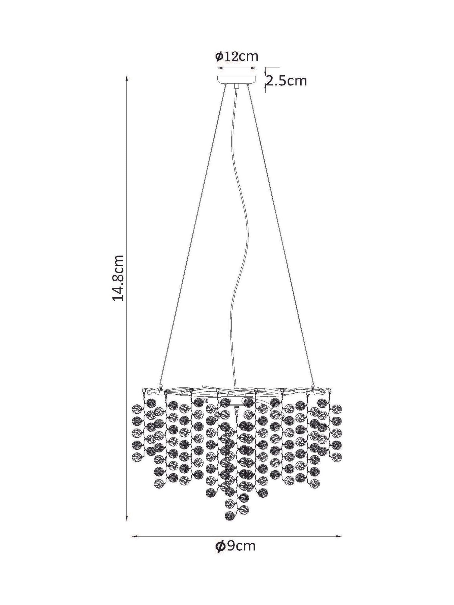 Lunaria 6-light chandelier brushed chrome - British product