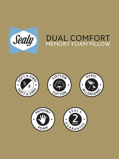 Oreiller en mousse à mémoire de forme Sealy Dual Comfort 100% coton - Acheter en ligne chez McGrocer