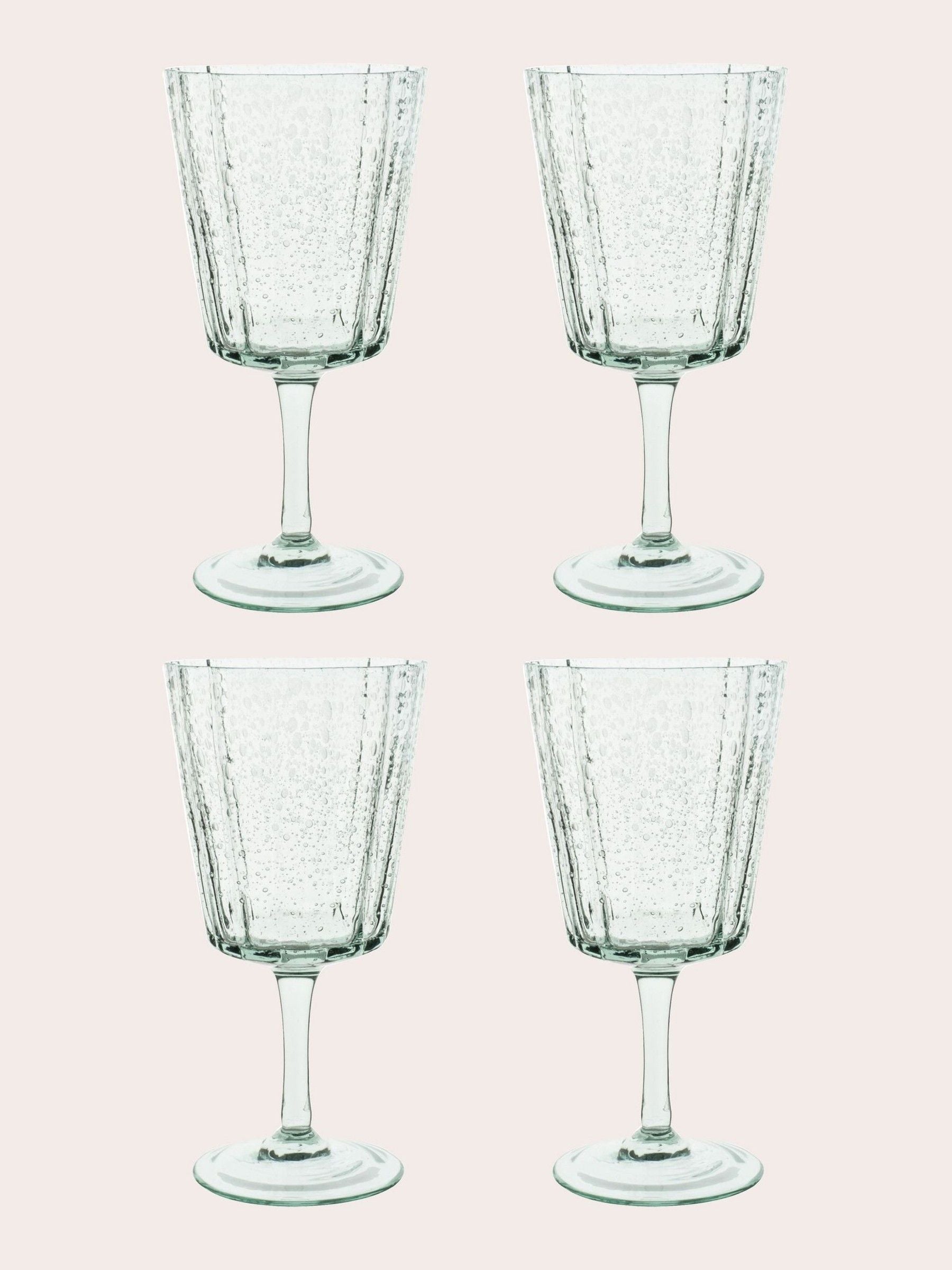 Laura Ashley set of 4 green red wine glasses 38cl, UK version