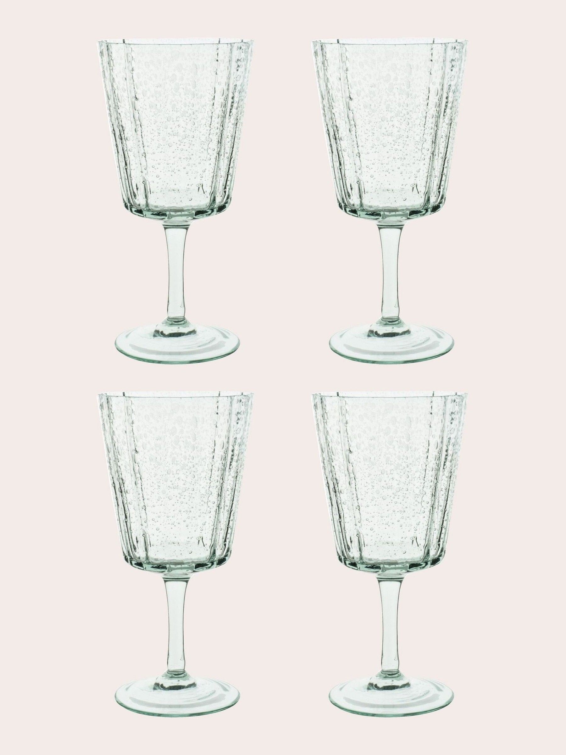 Laura Ashley Set of 4 Green Red Wine Glasses