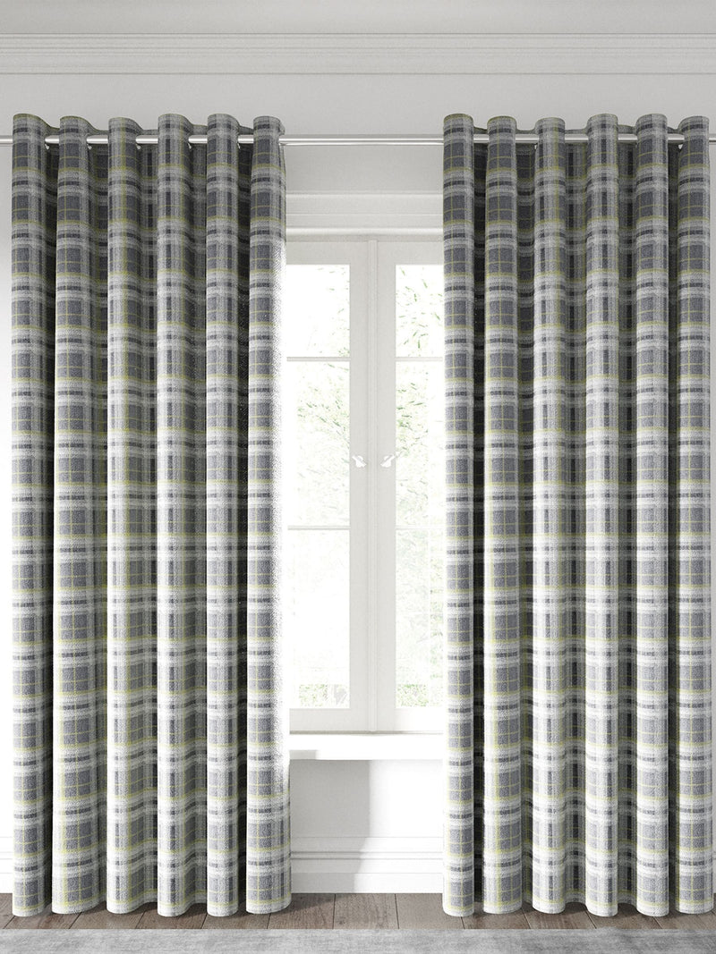 Helena Springfield grey Harriet check curtains with eyelets (British brand)