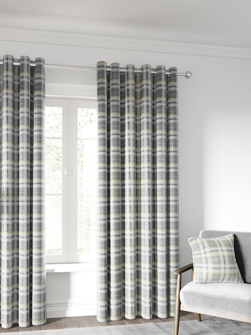 Helena Springfield grey Harriet check curtains with eyelets (British brand)
