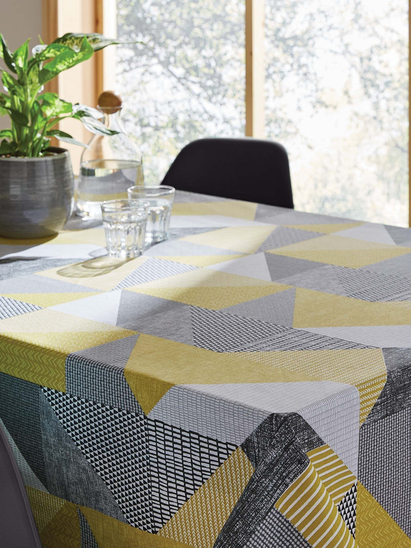 Catherine Lansfield Ochre Yellow Larsson Geo tablecloth 137x178cm - British product