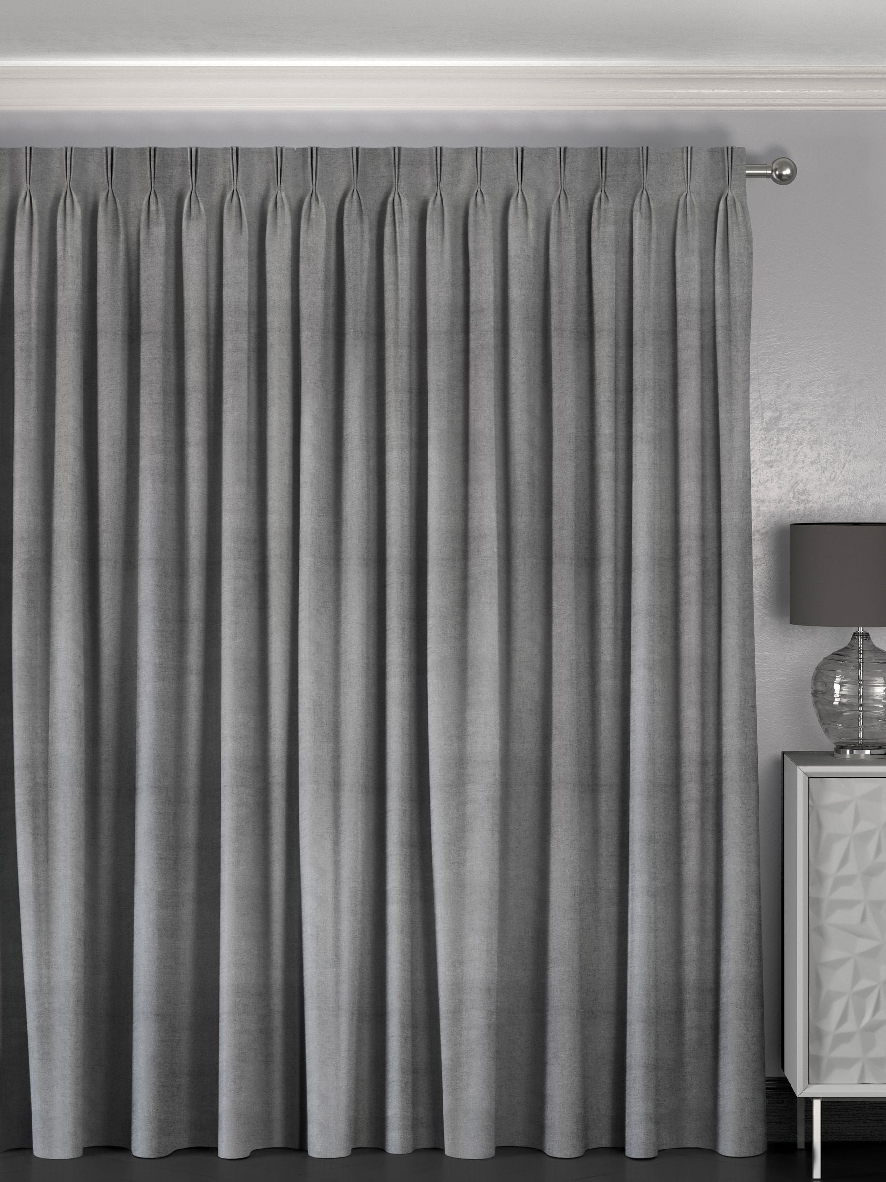 Curtains grey Lazio made-to-measure faux velvet, imported from the UK