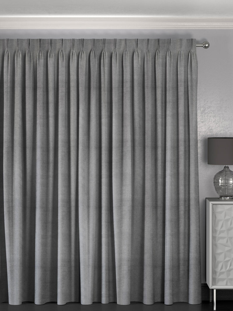 Curtains grey Lazio made-to-measure faux velvet, imported from the UK