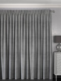 Curtains grey Lazio made-to-measure faux velvet, imported from the UK