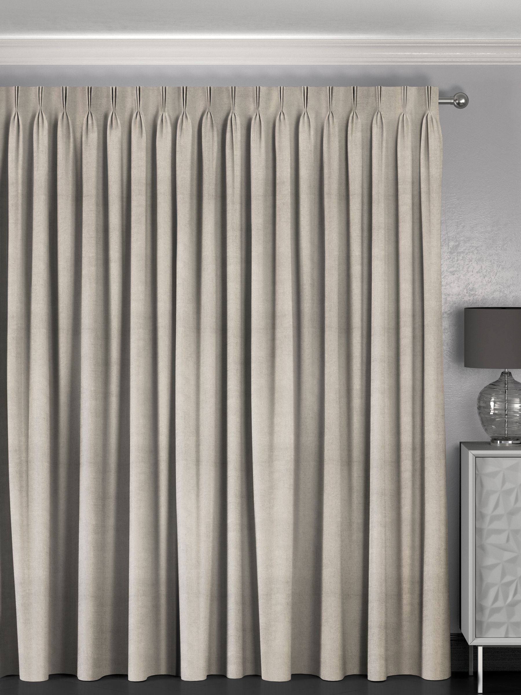 Oyster Natural Lazio faux velvet made to measure curtains - British product