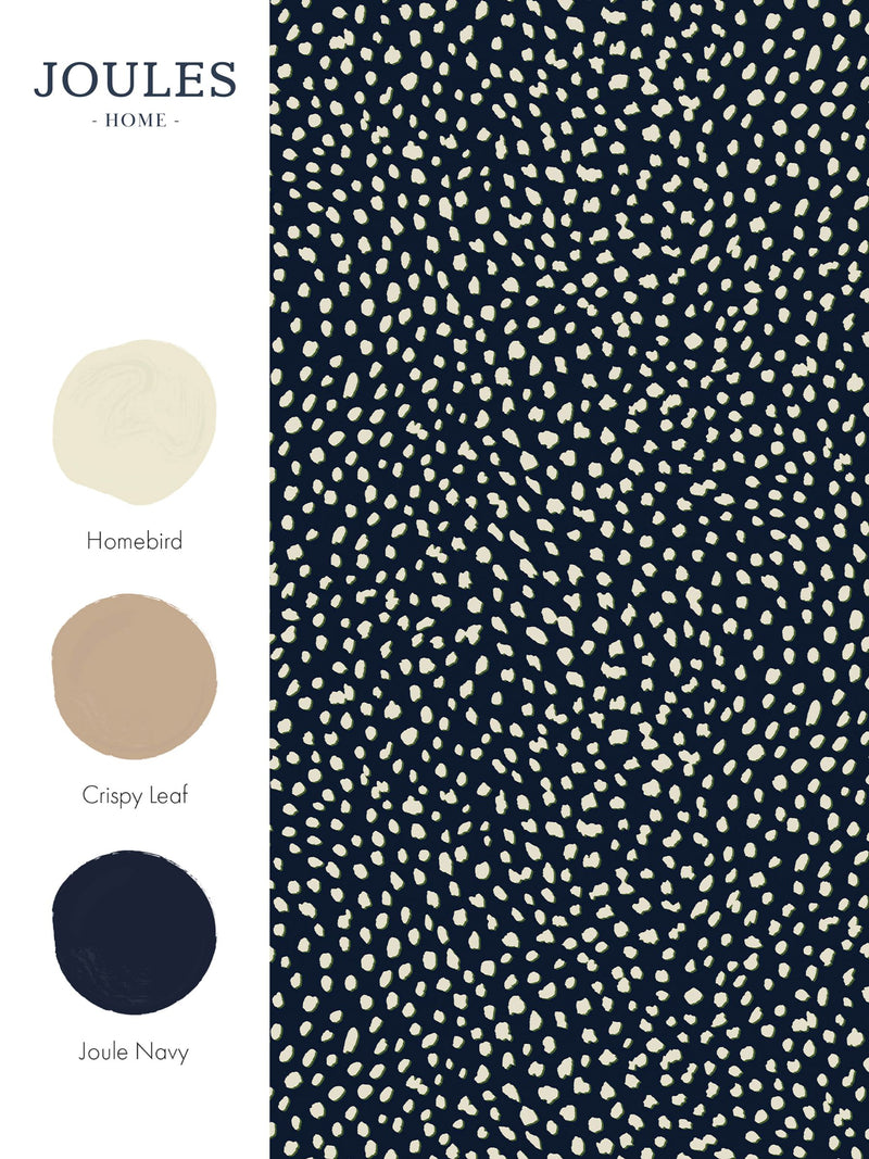 Joules Guinea Spot wallpaper sample in deep French navy, UK version