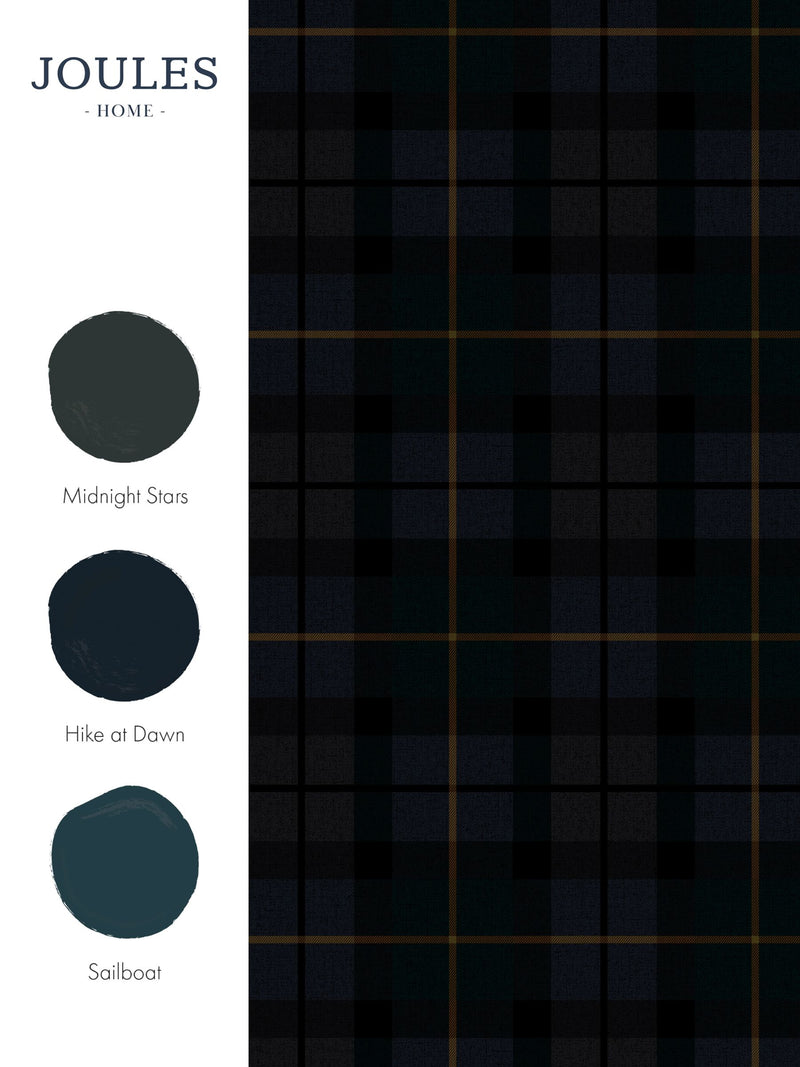 Joules Heritage Blue Rothero Check Wallpaper - British product