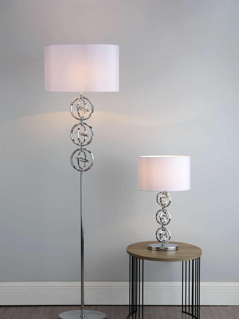 Dar Lighting Venus table lamp chrome with ivory shade, imported from the UK