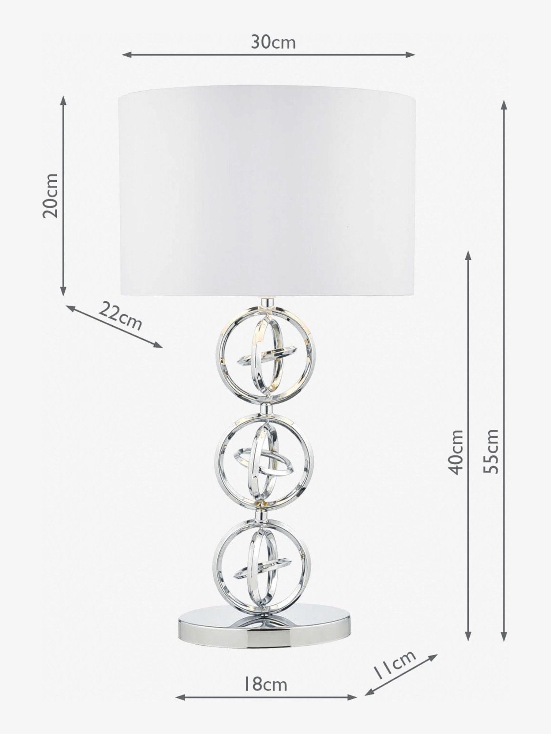 Dar Lighting Venus table lamp chrome with ivory shade, imported from the UK