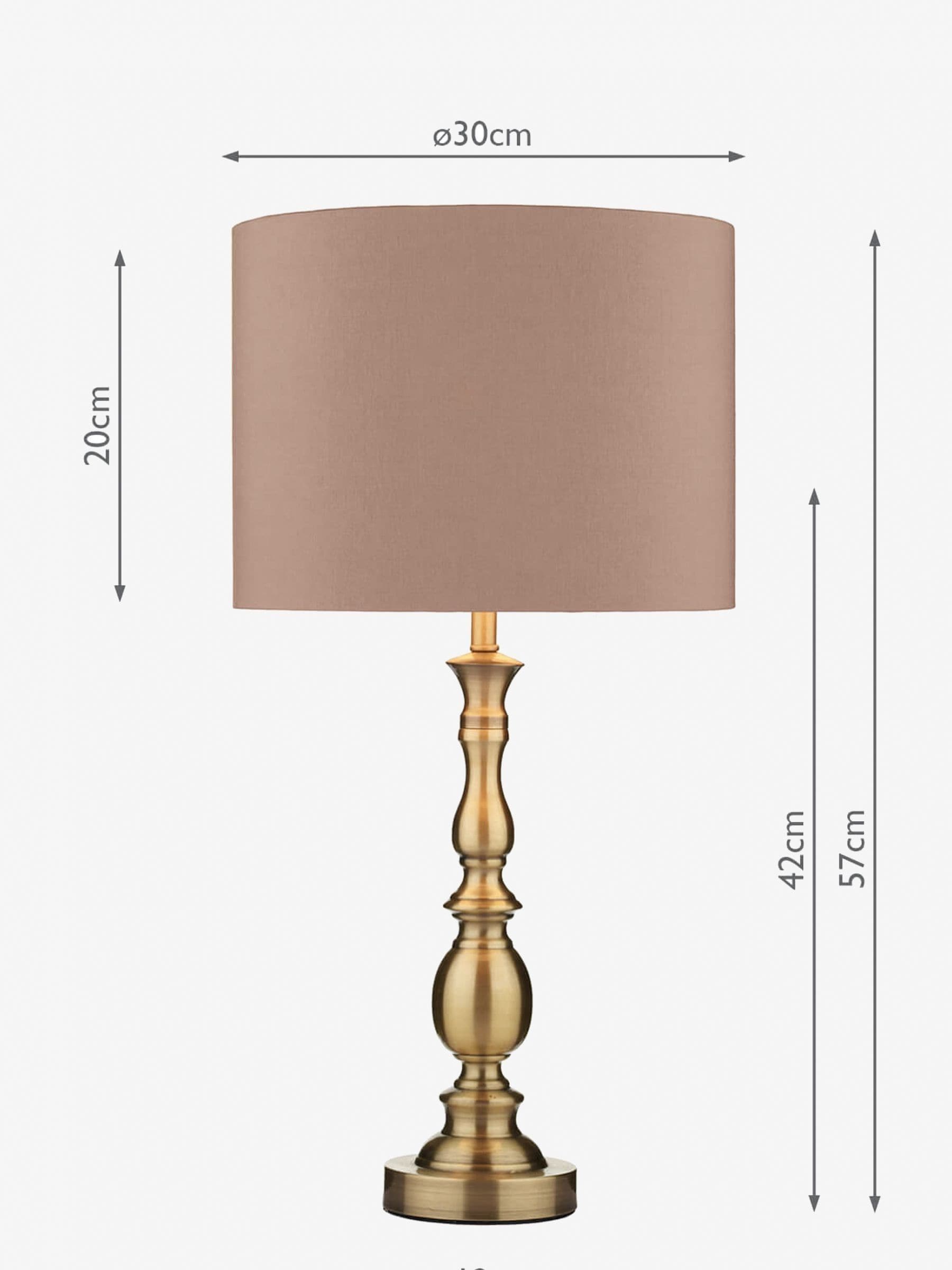 Dar Lighting Alicante Ball Table Lamp with antique brass base, UK version