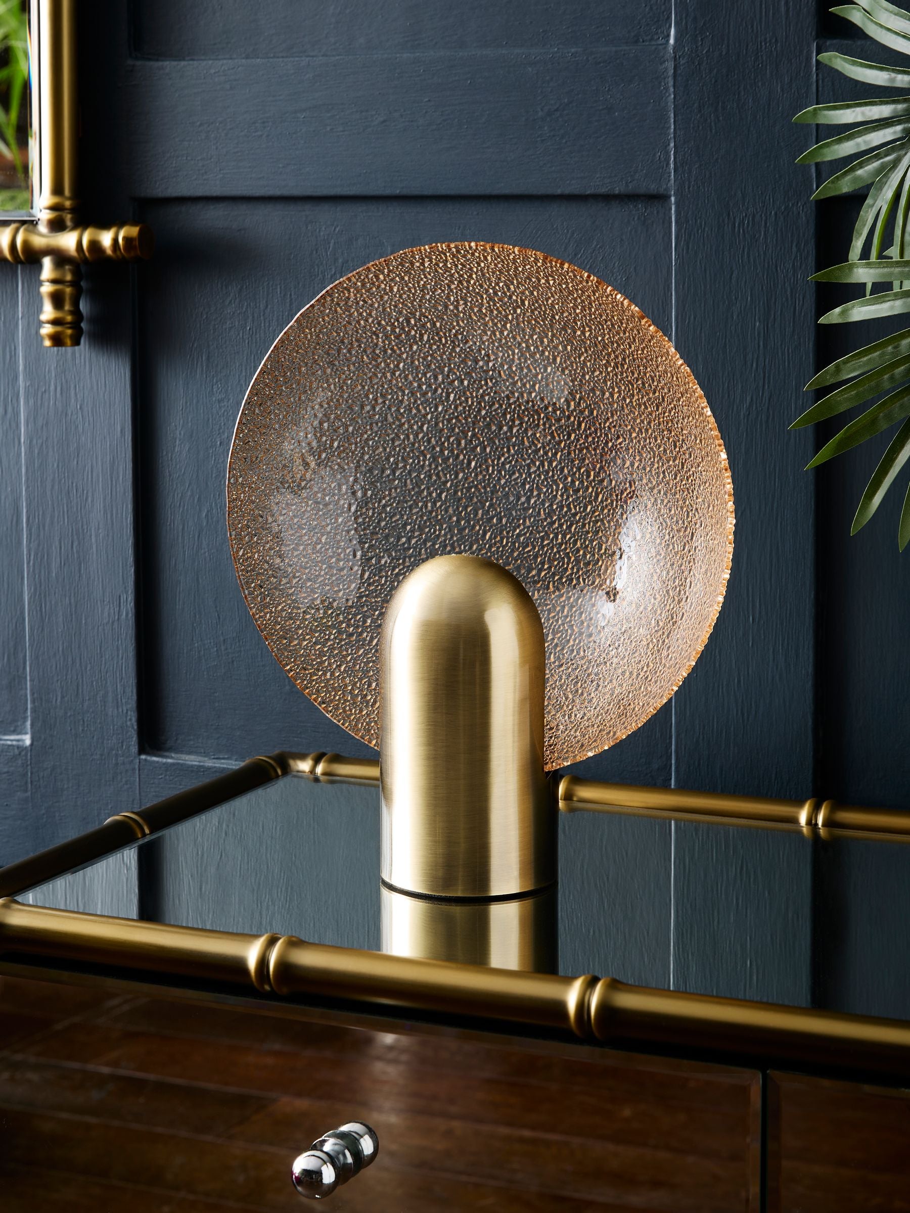 Rockett St George gold glass dish table lamp - British product